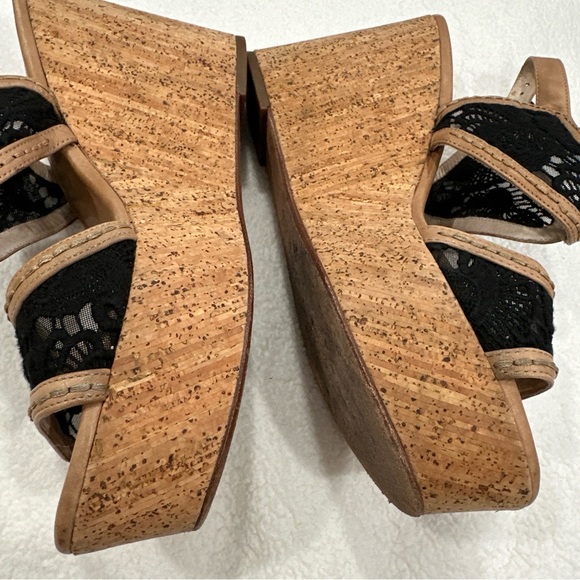 House of Harlow 1960 platform Gladys wedge sandals cork black lace size 40 - Picture 1 of 8